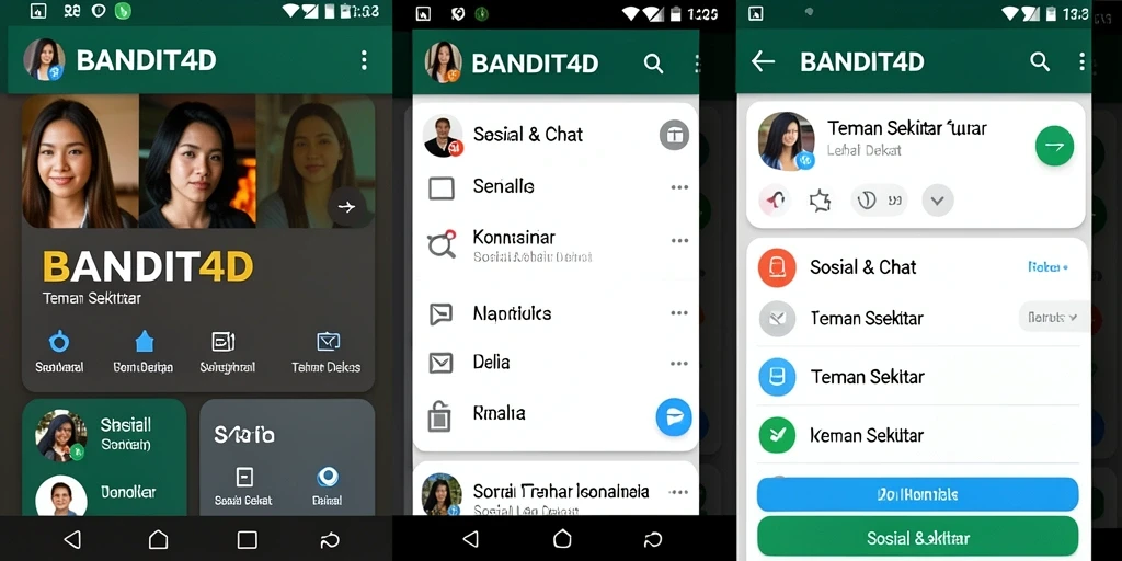 Antarmuka BANDIT4D menampilkan fitur Teman Sekitar dengan sederhana dan menarik.