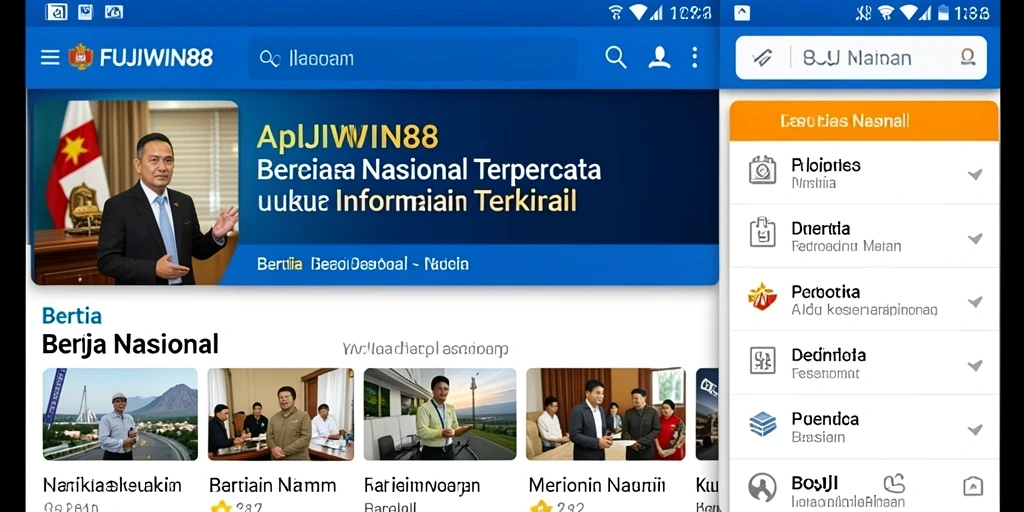 Antarmuka aplikasi FUJIWIN88 yang menampilkan berita nasional terkini.