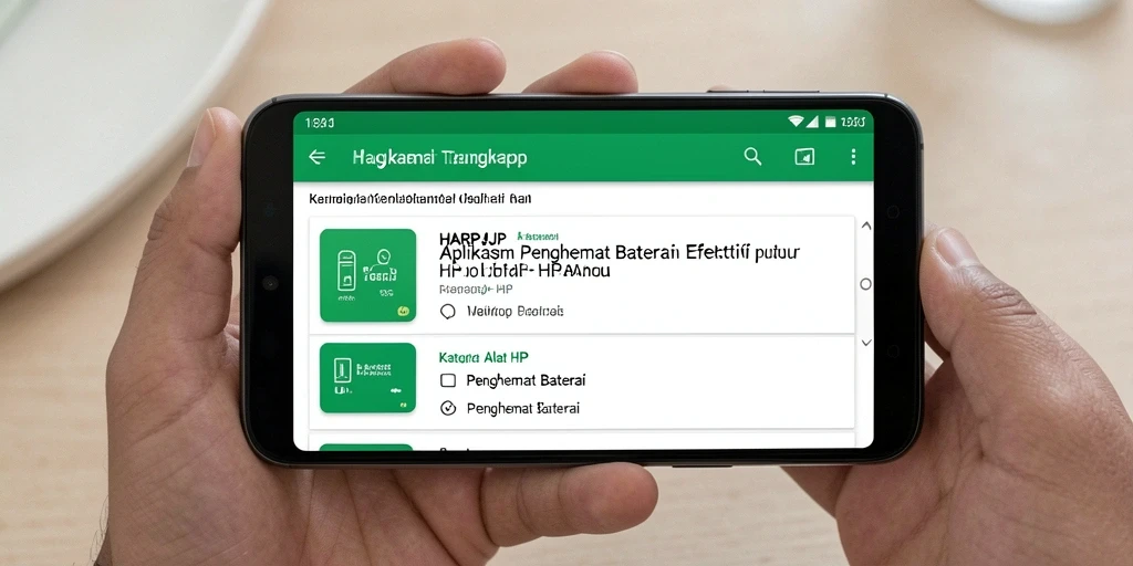 Tampilan antarmuka pengguna aplikasi Penghemat Baterai HARAPJP yang mudah digunakan.