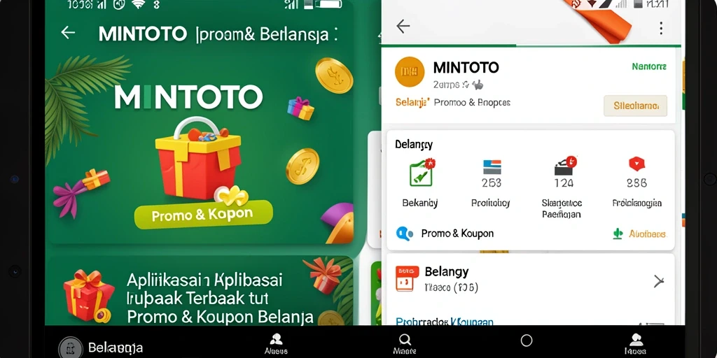 Antarmuka aplikasi MINTOTO dengan berbagai kupon dan promo.