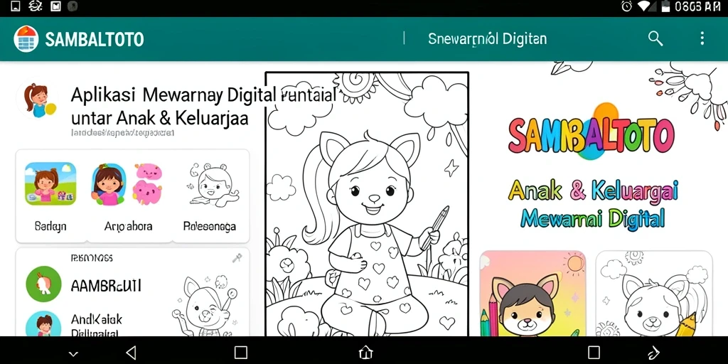 Tampilan antarmuka dari aplikasi Mewarnai Digital SAMBALTOTO yang ceria.