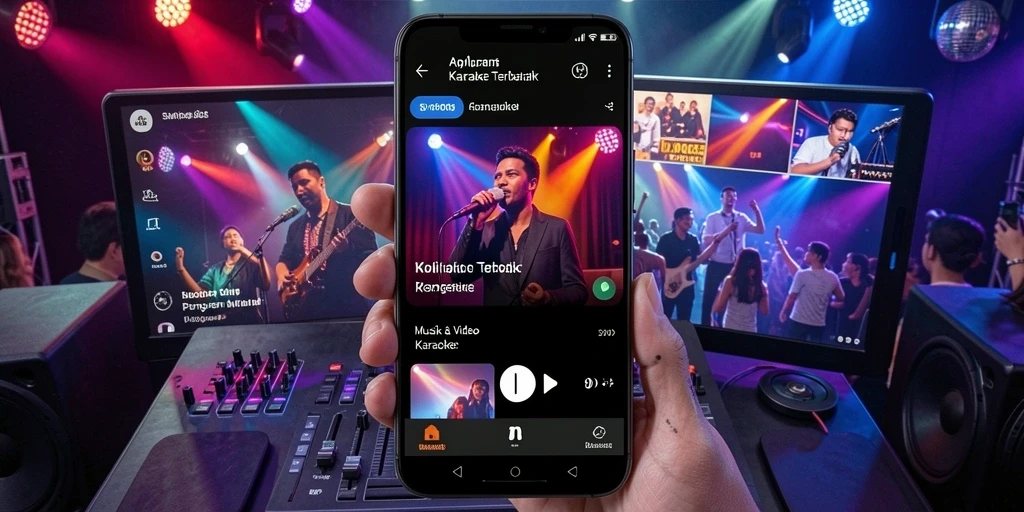 Tampilan antarmuka aplikasi SM605 dengan fungsi Karaoke yang menarik.