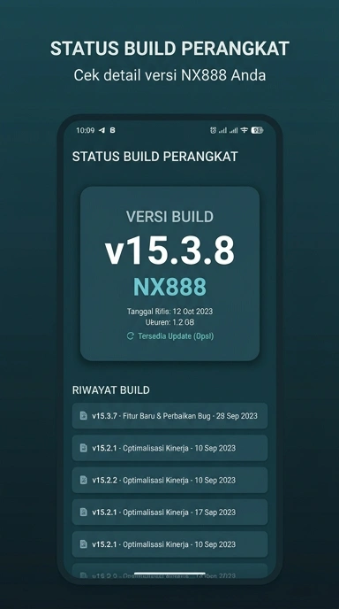 Tampilan riwayat versi nx888